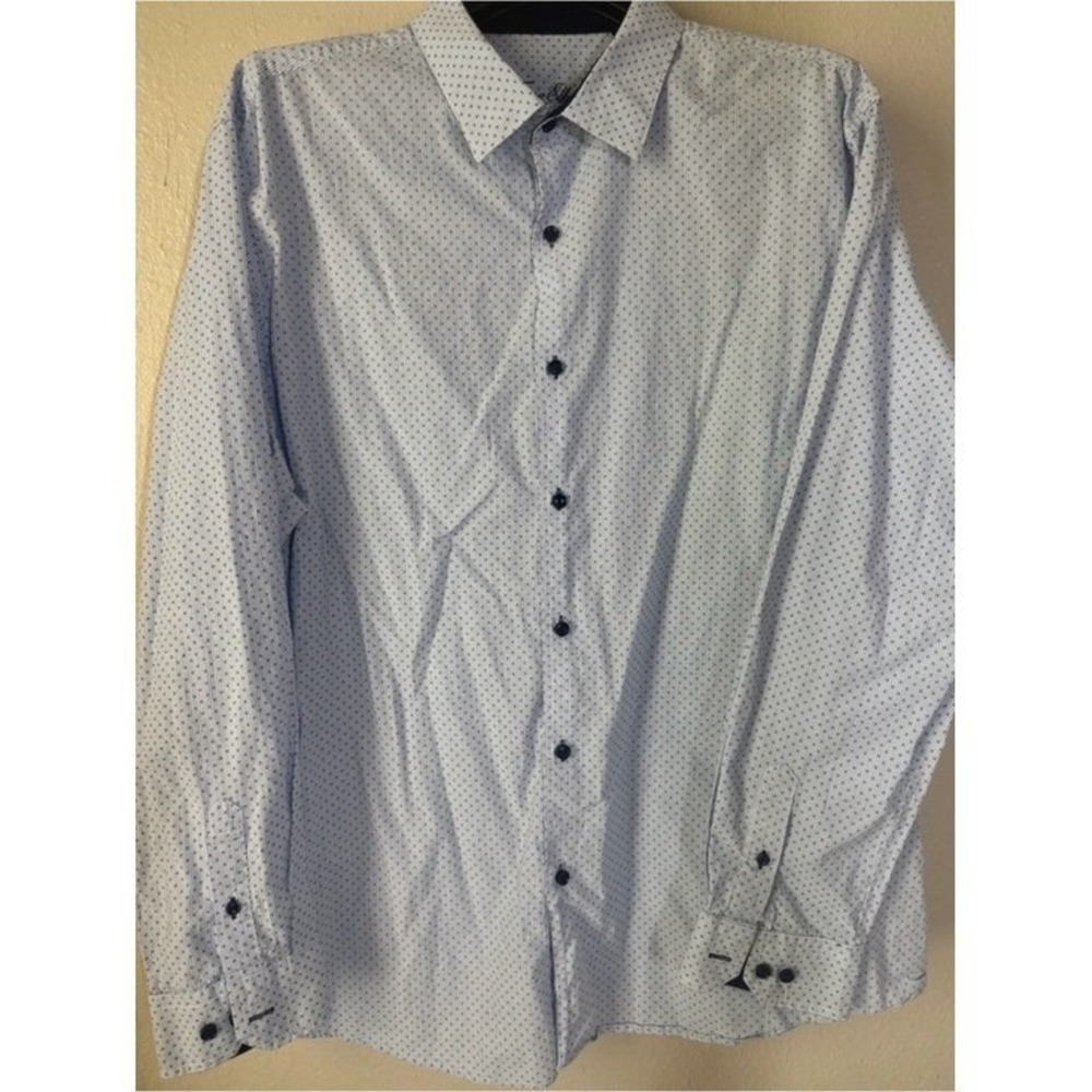 Tasso Elba Light Blue Micro-Pattern Dress Shirt